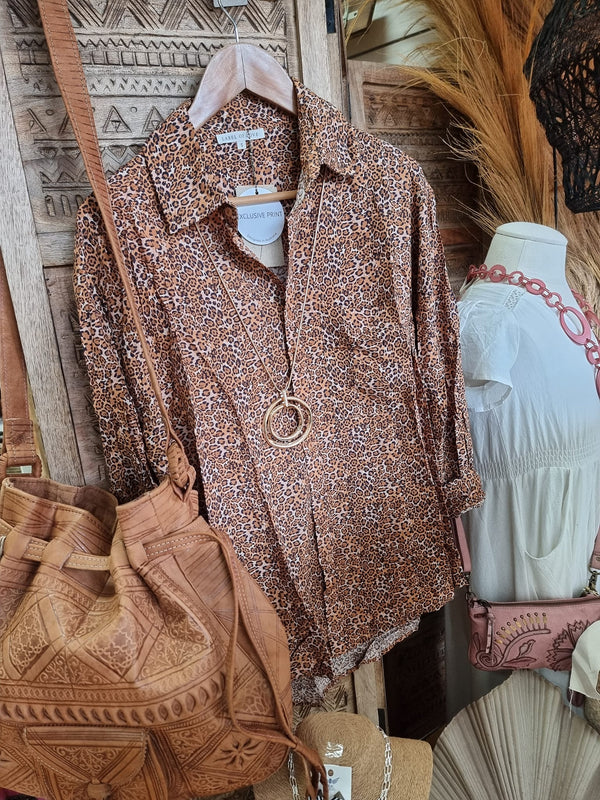 Leopard Button Front Shirt