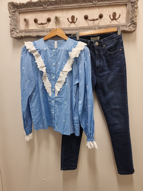 Marbella Blouse in Chambray