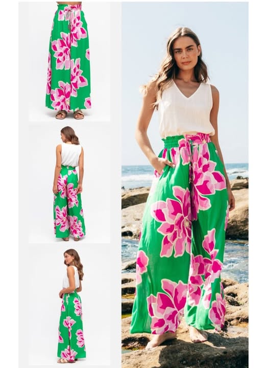Floral Bright wide leg pants