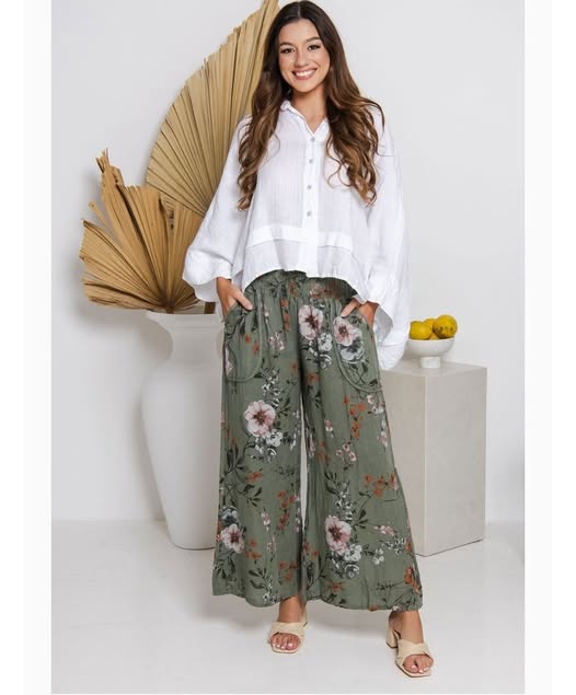 Floral Linen Pants