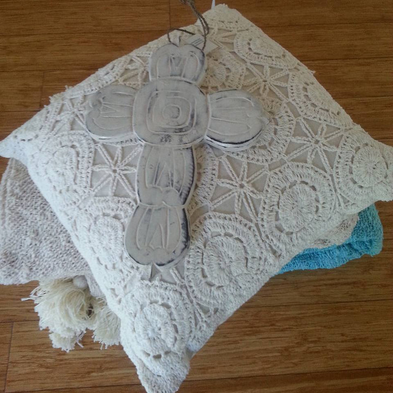 Crochet Cream Cushion